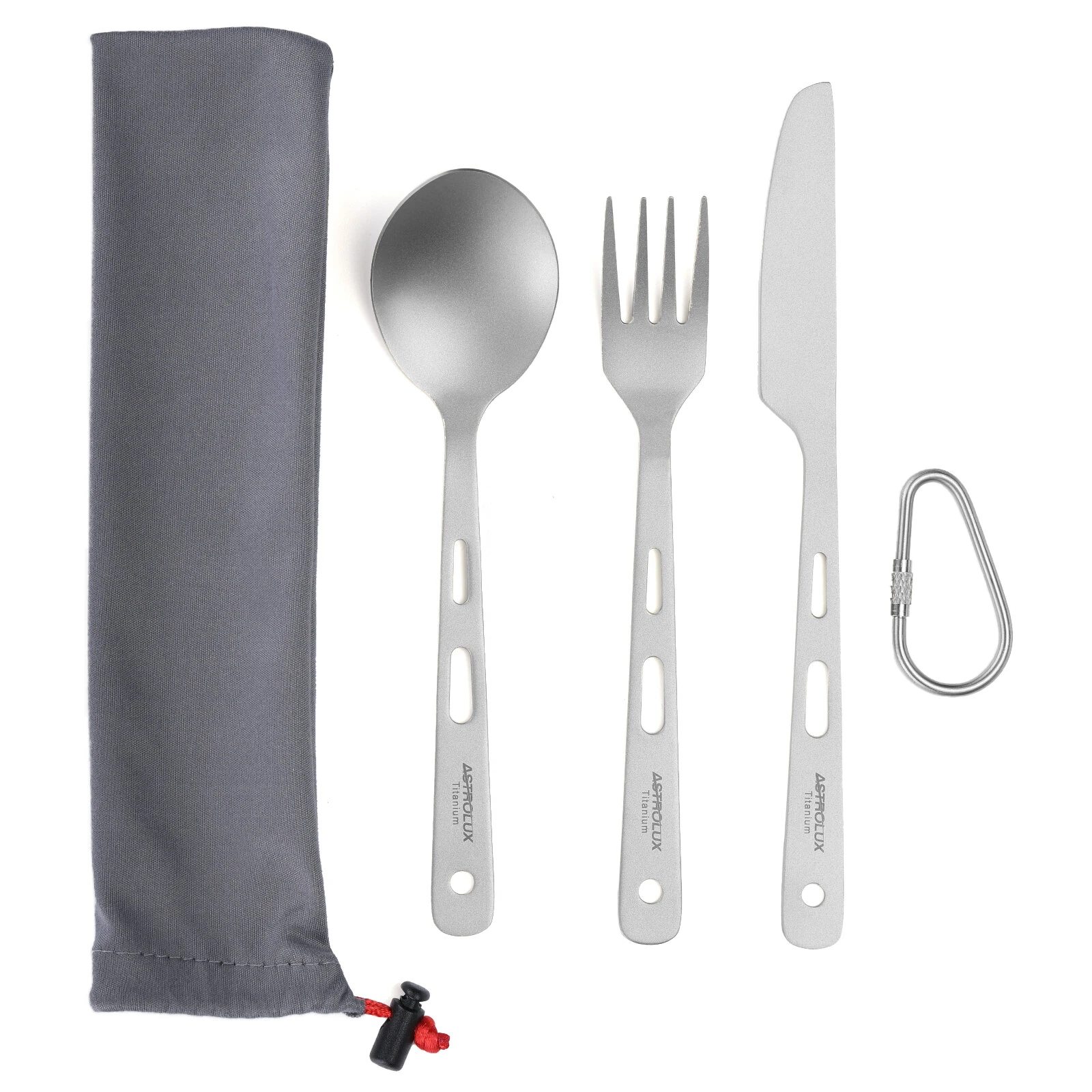 Astrolux® Ti-FS1 Titanium Flatware Set Titanium Flatware Knife Fork Spoon Set Lightweight Ti Camping Utility Cutlery Set with Carrying Bag for Traveling Picnic Hiking (image for) Astrolux® Ti-FS1 Titanium Flatware Set Titanium Flatware Knife Fork Spoon Set Lightweight Ti Camping Utility Cutlery Set with Carrying Bag for Traveling Picnic Hiking
