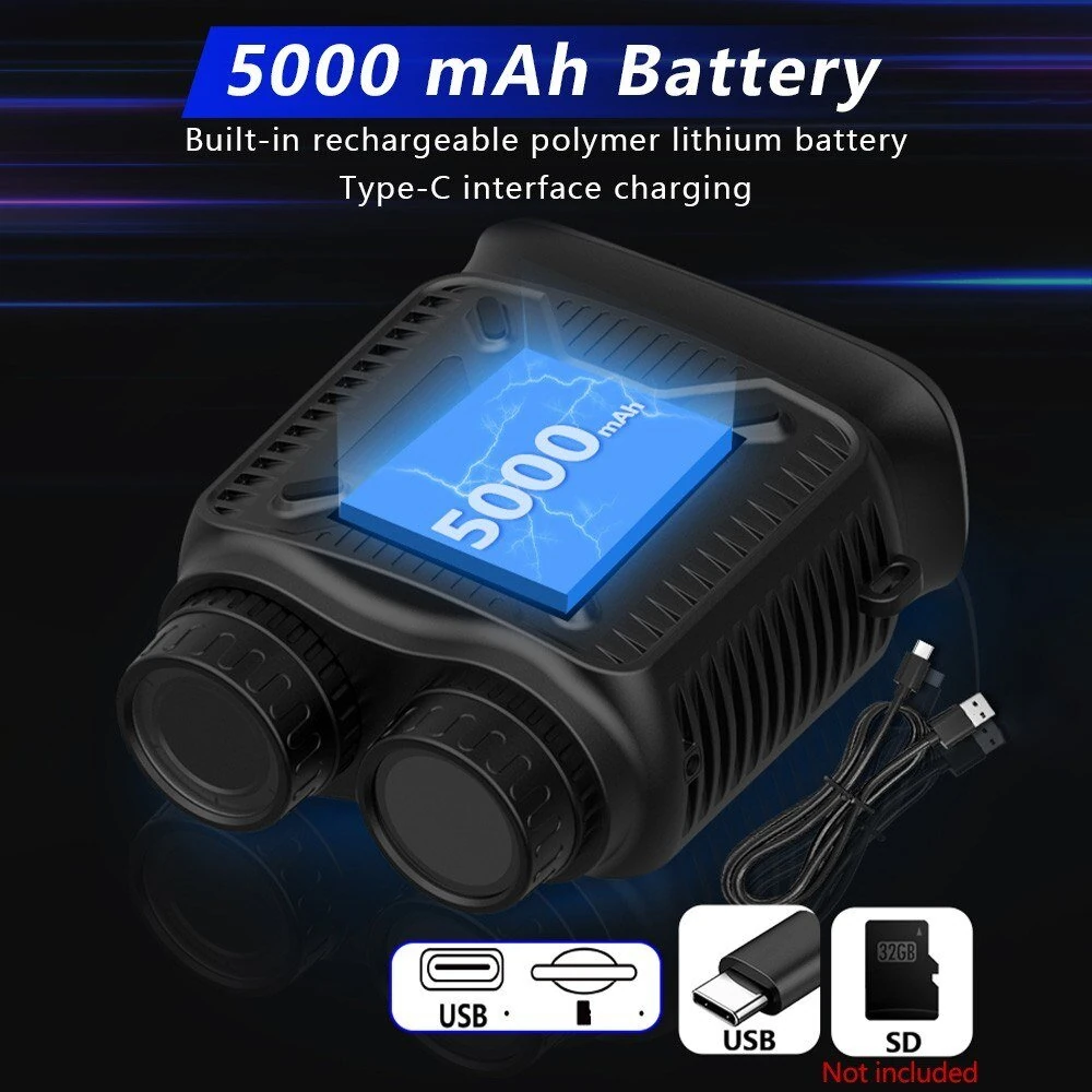 (image for) Compact Night Vision Binoculars for Adults with Infrared - Lightweight Digital Camera with 10x Optical Zoom and 2.5K UHD Video Resolution